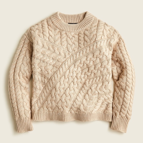 J. Crew Sweaters - New JCREW Size M Curved Cable-Knit Sweater in Heather Stone